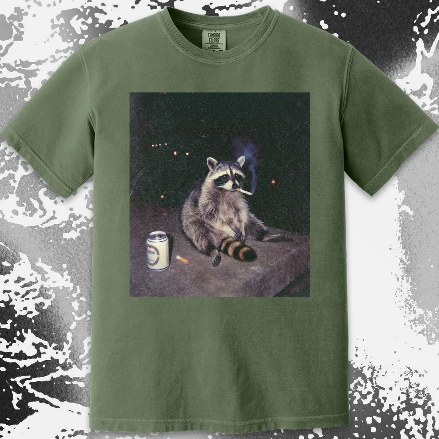 Raccoon Smoking T-Shirt, Late Night Loneliness Aesthetic, Dark Humor Animal Art, funny meme tee gift (view 12)