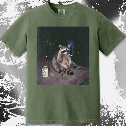 Raccoon Smoking T-Shirt, Late Night Loneliness Aesthetic, Dark Humor Animal Art, funny meme tee gift (view 12)