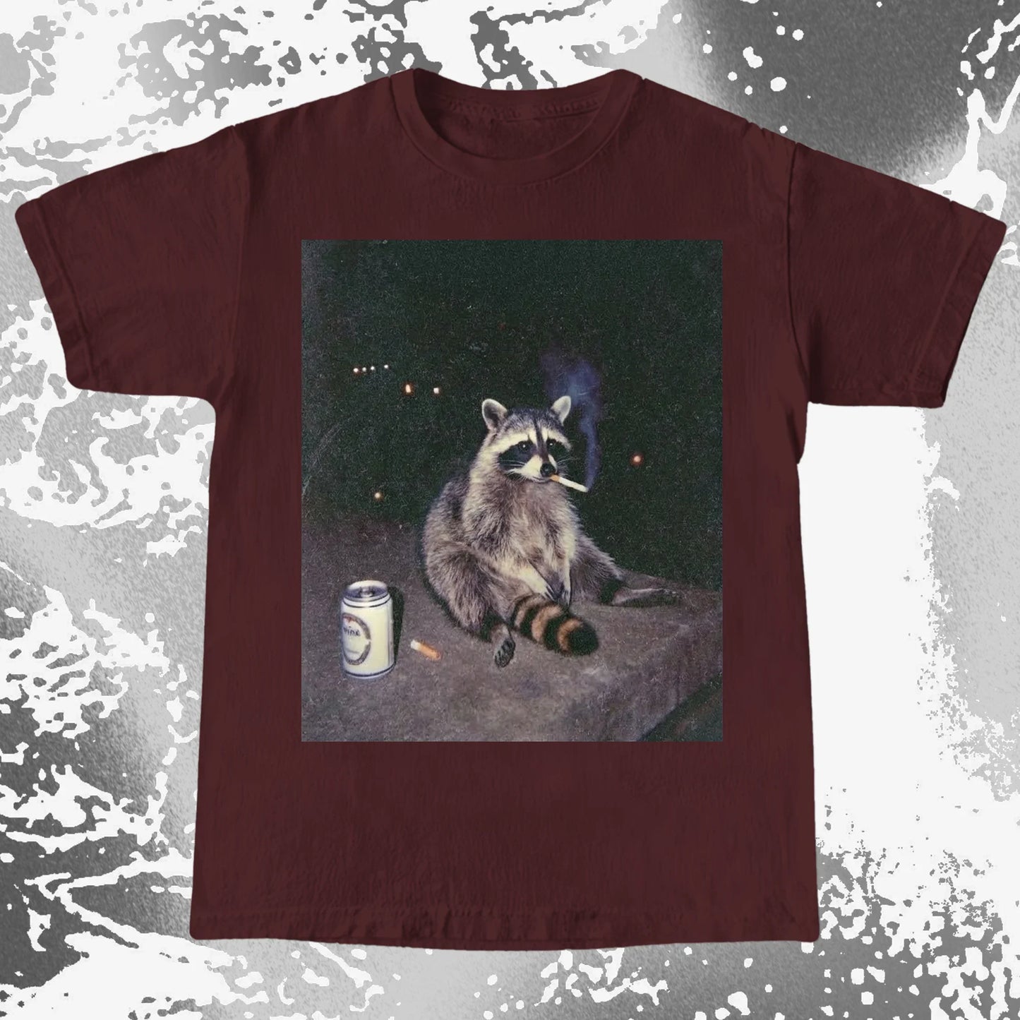 Raccoon Smoking T-Shirt, Late Night Loneliness Aesthetic, Dark Humor Animal Art, funny meme tee gift (view 5)
