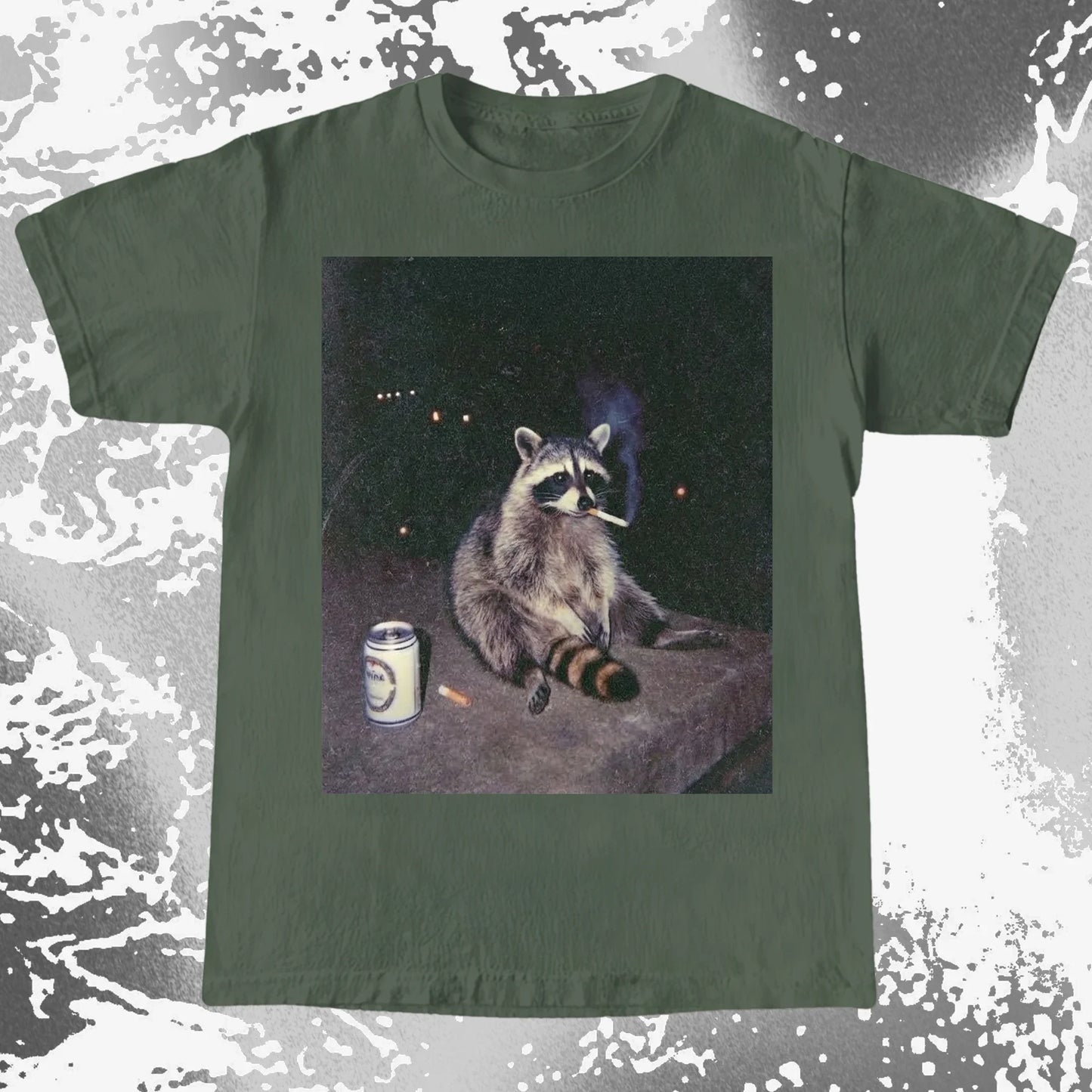 Raccoon Smoking T-Shirt, Late Night Loneliness Aesthetic, Dark Humor Animal Art, funny meme tee gift (view 6)