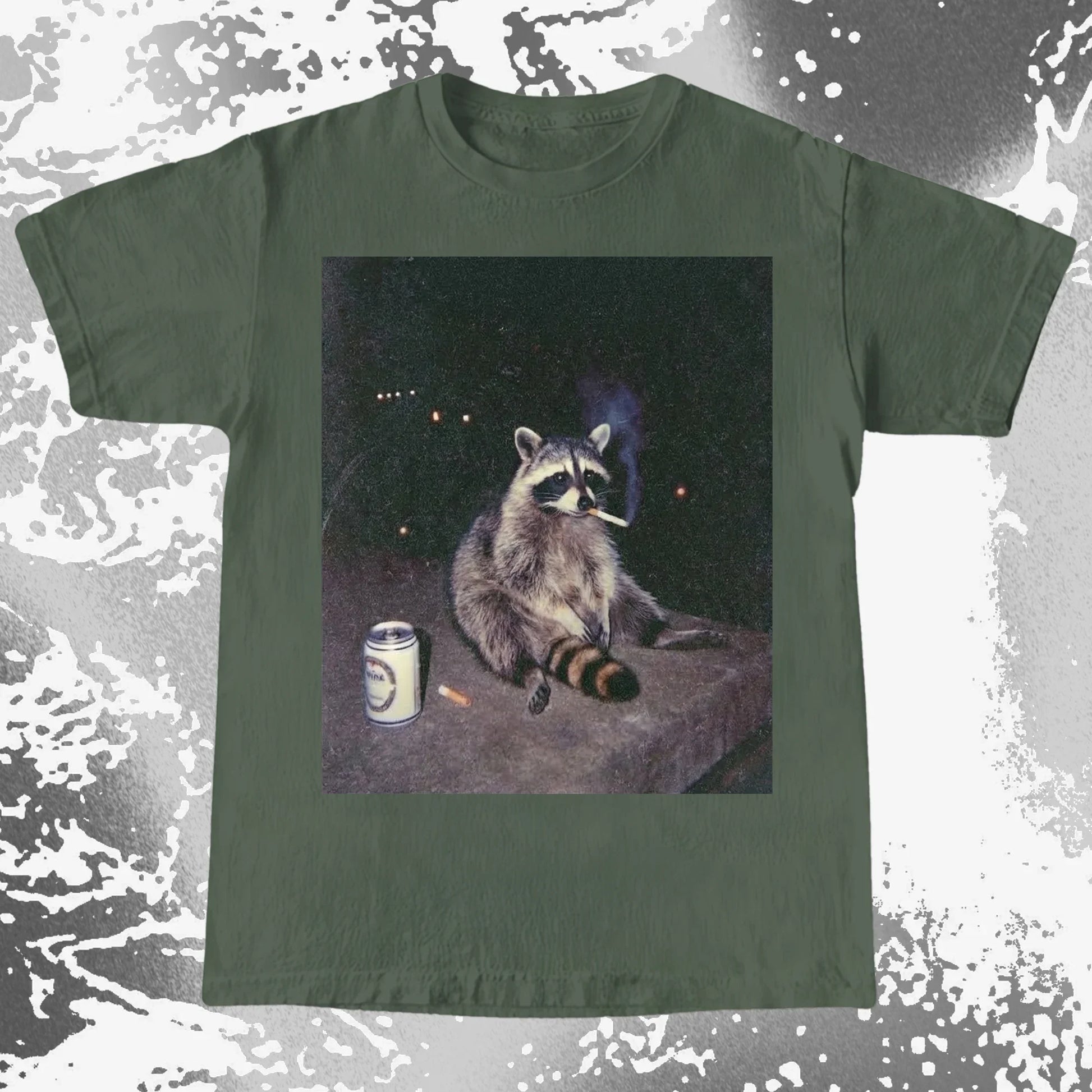 Raccoon Smoking T-Shirt, Late Night Loneliness Aesthetic, Dark Humor Animal Art, funny meme tee gift (view 6)