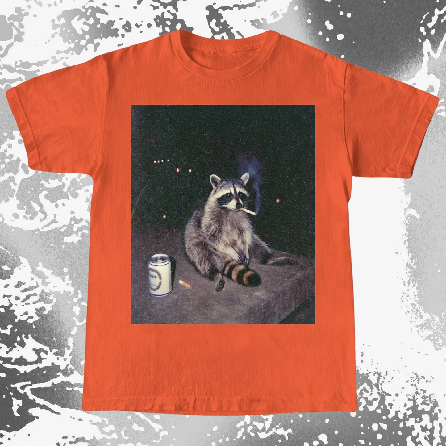 Raccoon Smoking T-Shirt, Late Night Loneliness Aesthetic, Dark Humor Animal Art, funny meme tee gift (view 7)