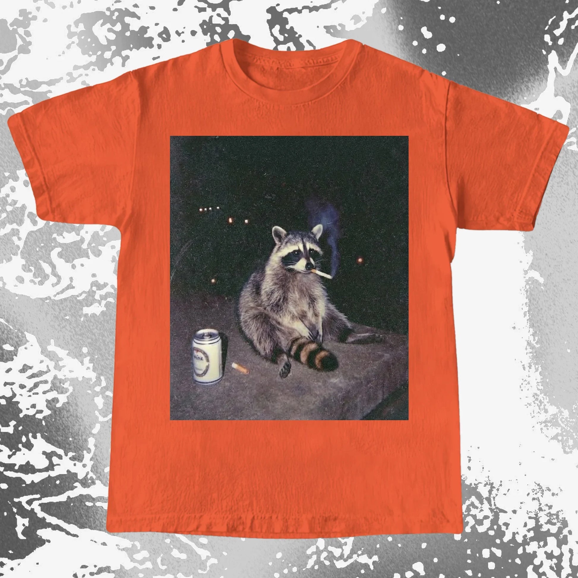 Raccoon Smoking T-Shirt, Late Night Loneliness Aesthetic, Dark Humor Animal Art, funny meme tee gift (view 7)