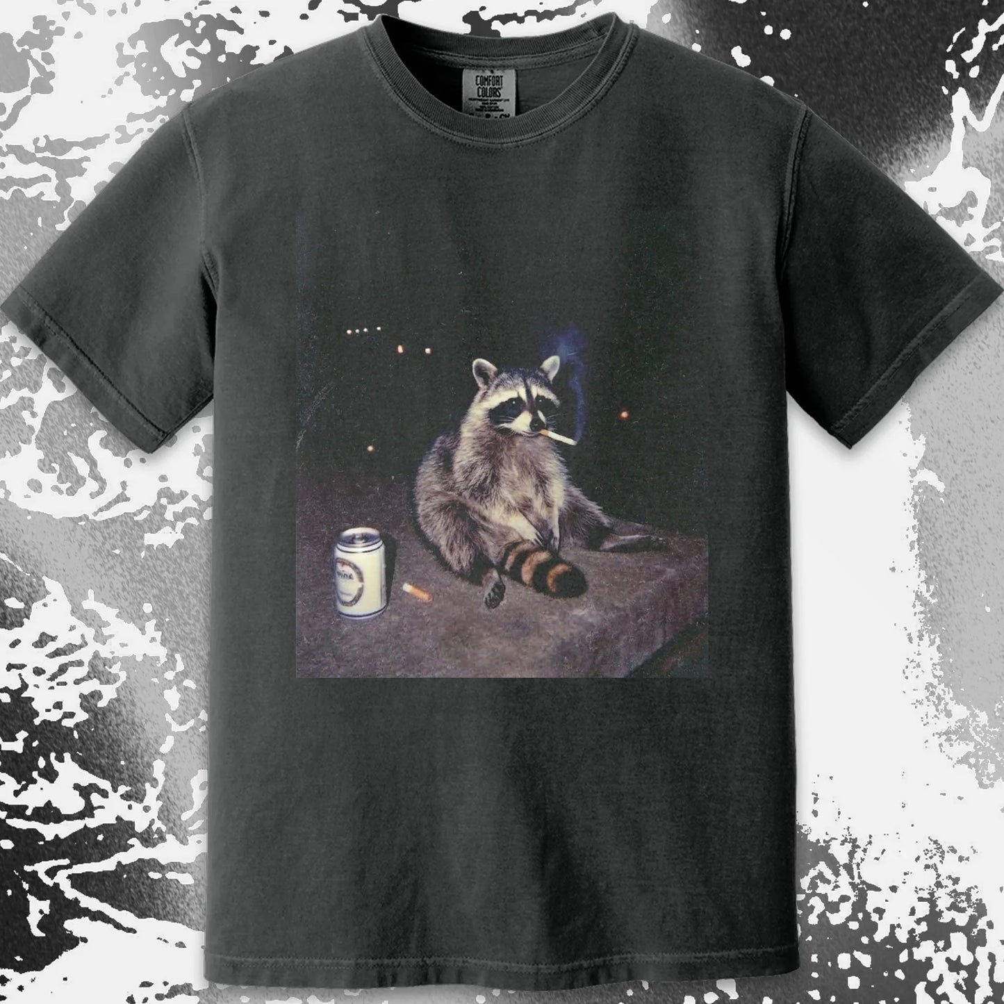 Raccoon Smoking T-Shirt, Late Night Loneliness Aesthetic, Dark Humor Animal Art, funny meme tee gift (view 13)