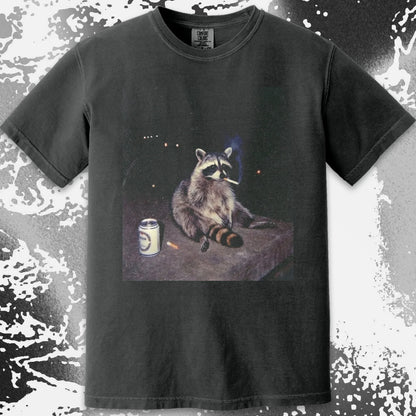 Raccoon Smoking T-Shirt, Late Night Loneliness Aesthetic, Dark Humor Animal Art, funny meme tee gift (view 13)