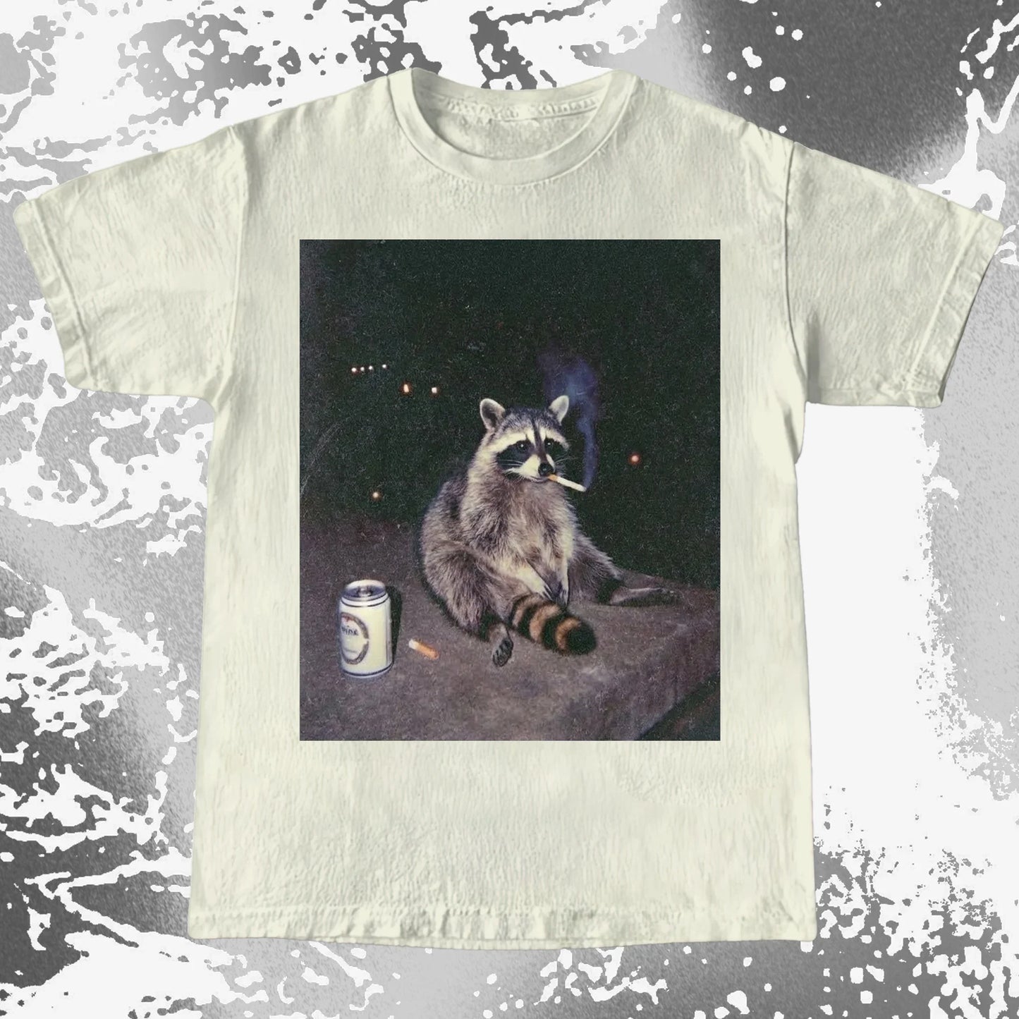 Raccoon Smoking T-Shirt, Late Night Loneliness Aesthetic, Dark Humor Animal Art, funny meme tee gift (view 9)