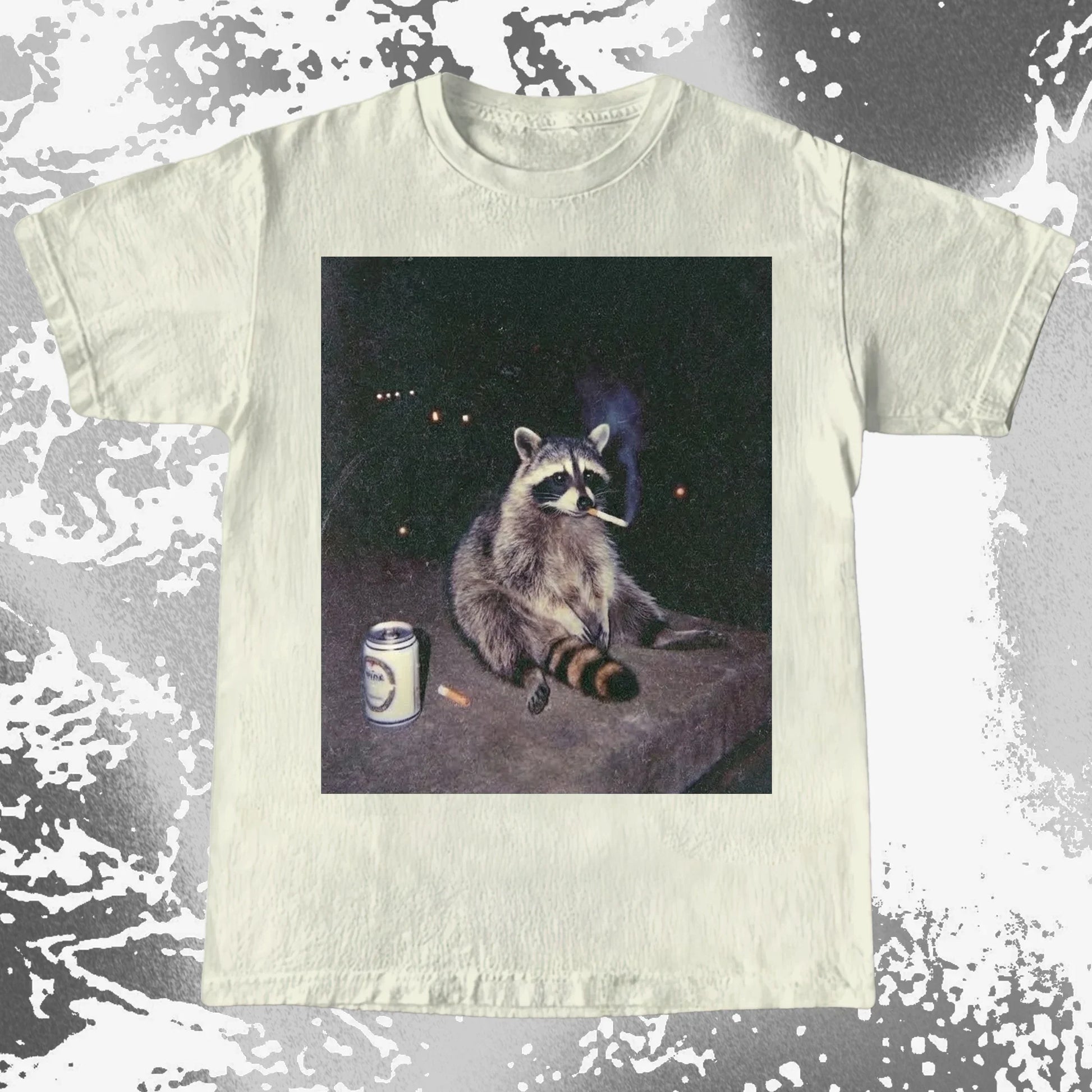 Raccoon Smoking T-Shirt, Late Night Loneliness Aesthetic, Dark Humor Animal Art, funny meme tee gift (view 9)