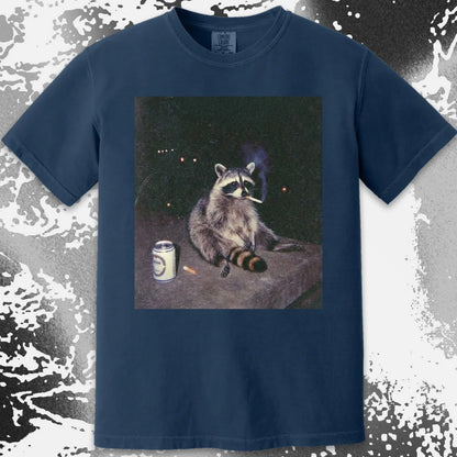 Raccoon Smoking T-Shirt, Late Night Loneliness Aesthetic, Dark Humor Animal Art, funny meme tee gift (view 11)