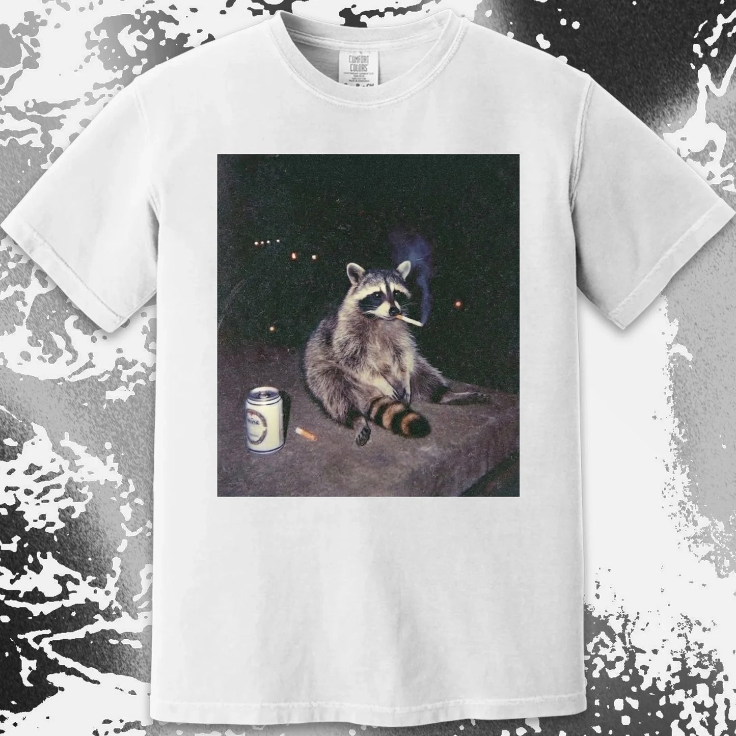 Raccoon Smoking T-Shirt, Late Night Loneliness Aesthetic, Dark Humor Animal Art, funny meme tee gift (view 14)
