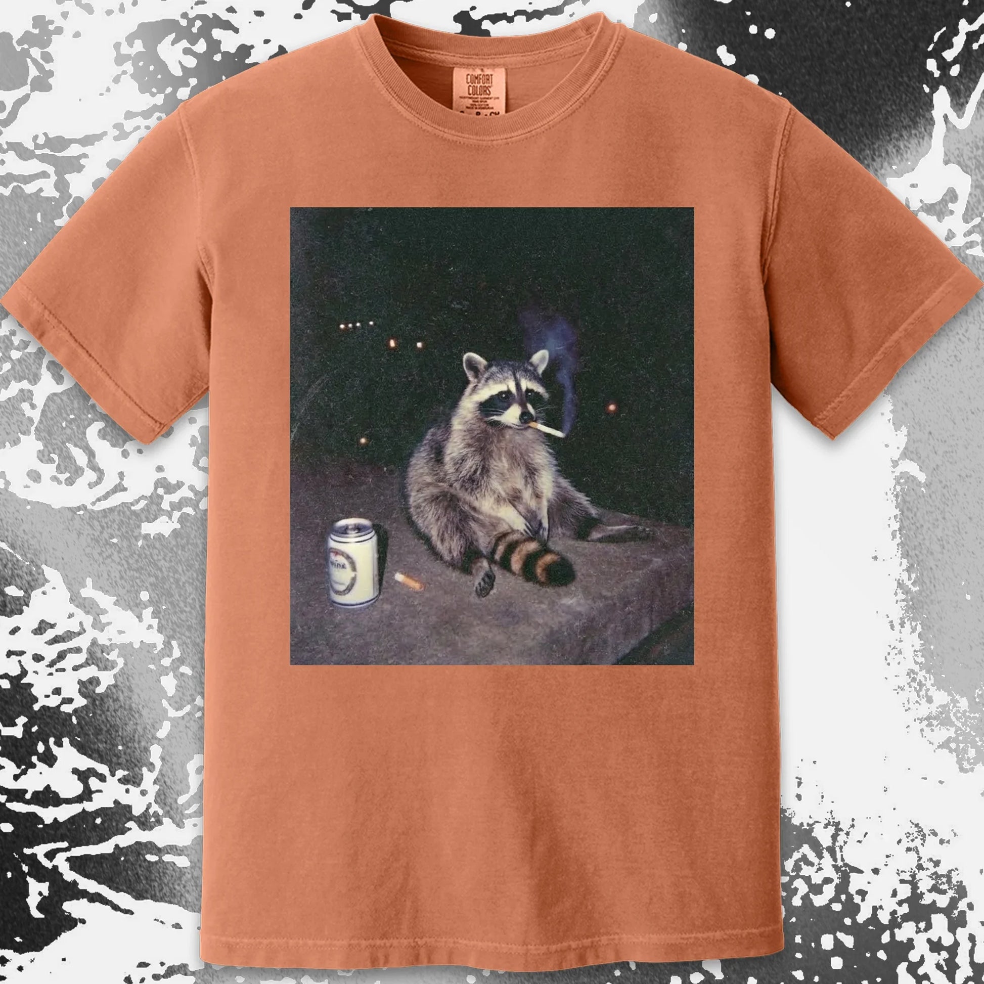 Raccoon Smoking T-Shirt, Late Night Loneliness Aesthetic, Dark Humor Animal Art, funny meme tee gift (view 15)