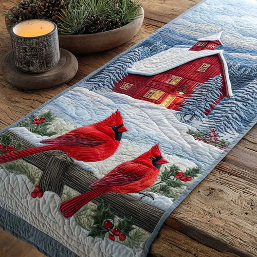 Snow Cabin Harmony Quilted Table Runner