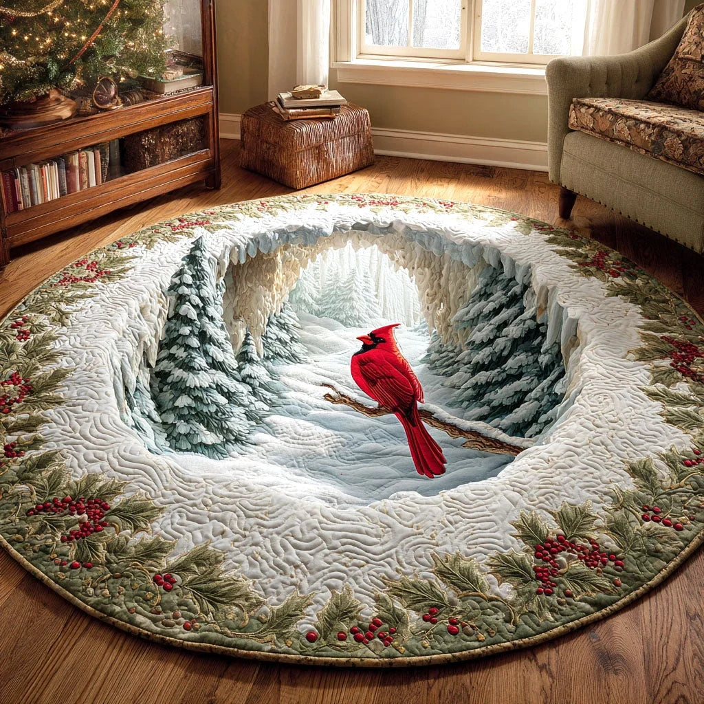 Snow Serenity Quilted Round Mat