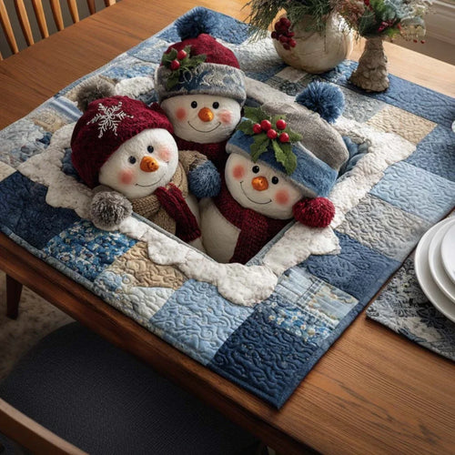 Snow Trio Quilted Table Topper