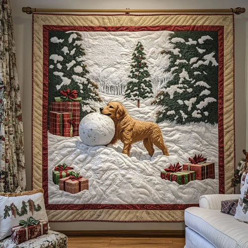 Snowball Rolling Golden Quilt Blanket