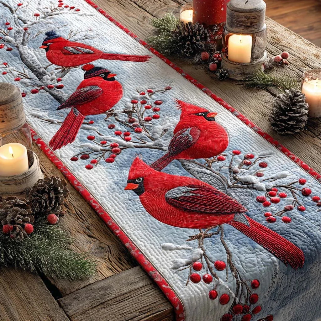 Snowberry Song Quilted Table Runner