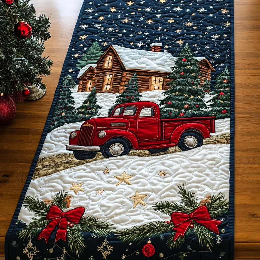 Snowbound Truck Quilted Table Runner