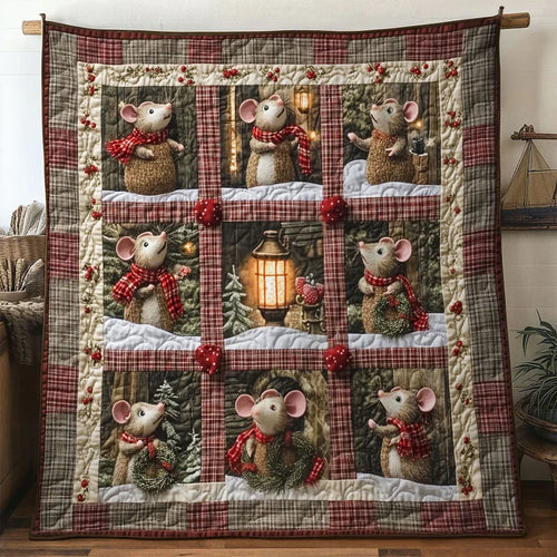 Snowfall Choir Mouse Quilt Blanket