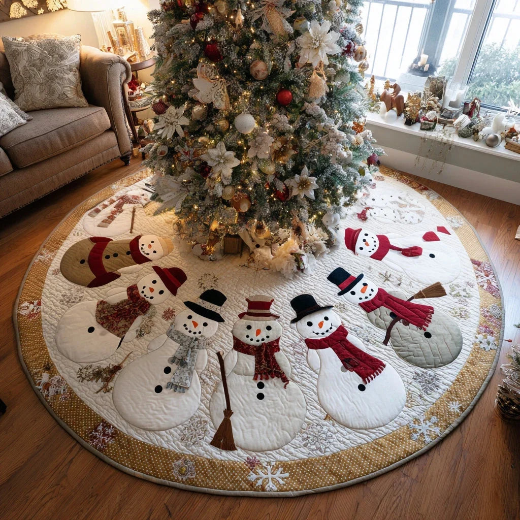 Snowfall Joy Christmas Quilted Tree Skirt