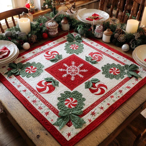 Snowflake Candy Charm Quilted Table Topper