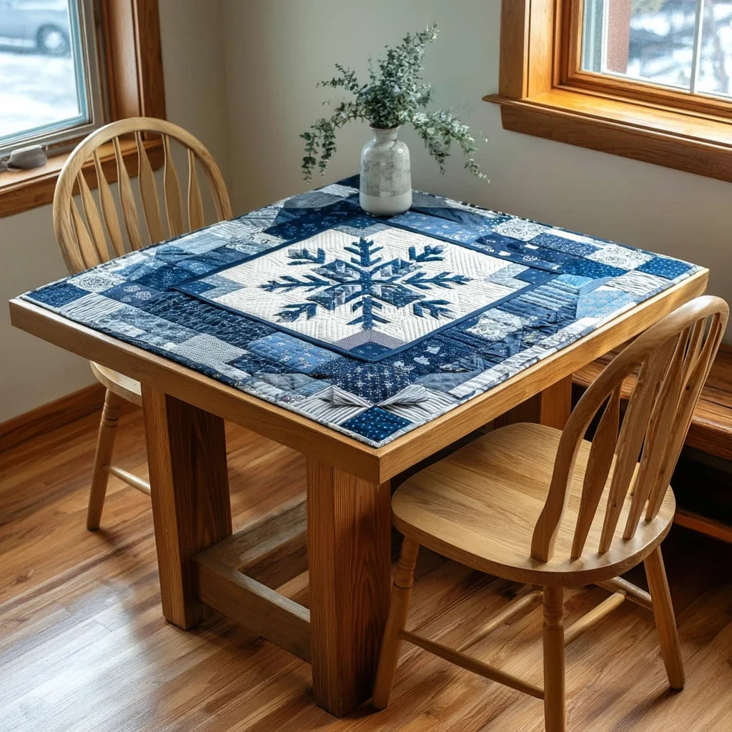 Snowflake Frosty Night Quilted Table Topper