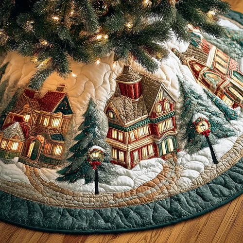 Snowflake Hollow Christmas Quilted Tree Skirt