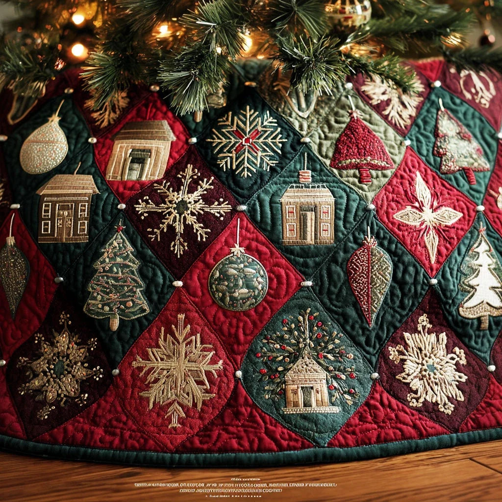 Snowflake Horizon Christmas Quilted Tree Skirt