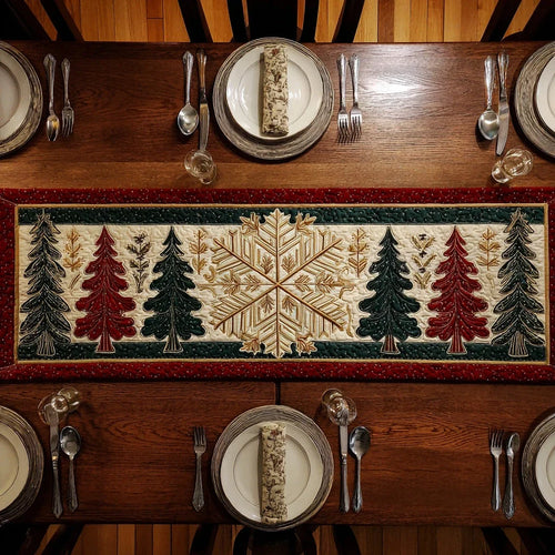 Snowflake Pine Tree Quilted Table Runner