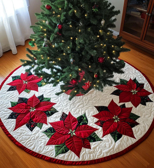 Snowflake Serenade Quilted Christmas Tree Skirt