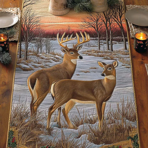 Snowland Pair Quilted Table Runner