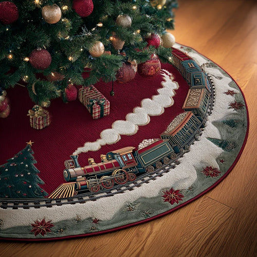 Snowland Ride Christmas Quilted Tree Skirt