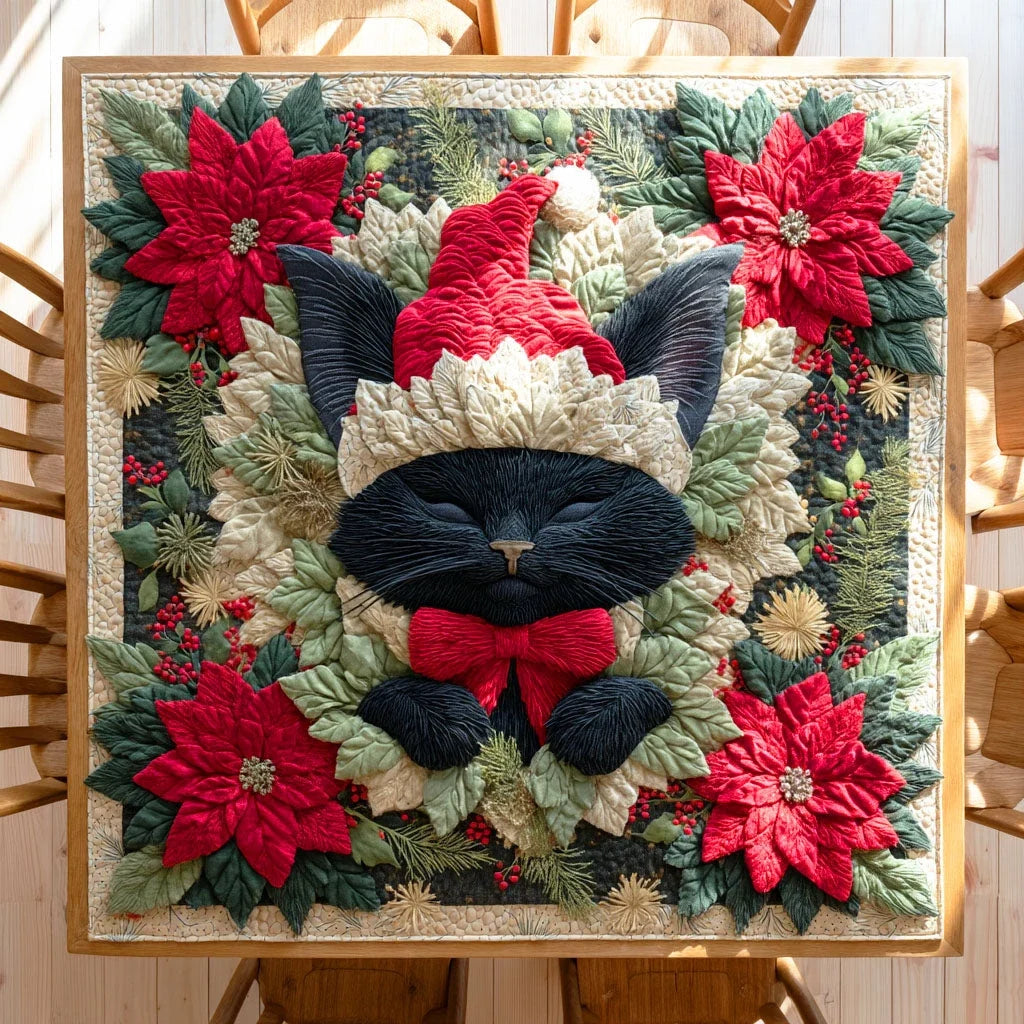 Snowlight Cat Quilted Table Topper