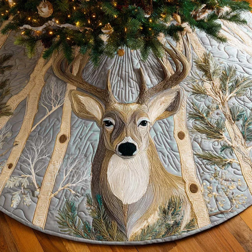 Snowlight Stag Quilted Tree Skirt