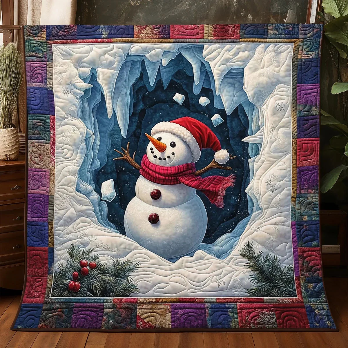 Snowman Breakthrough Quilt Blanket