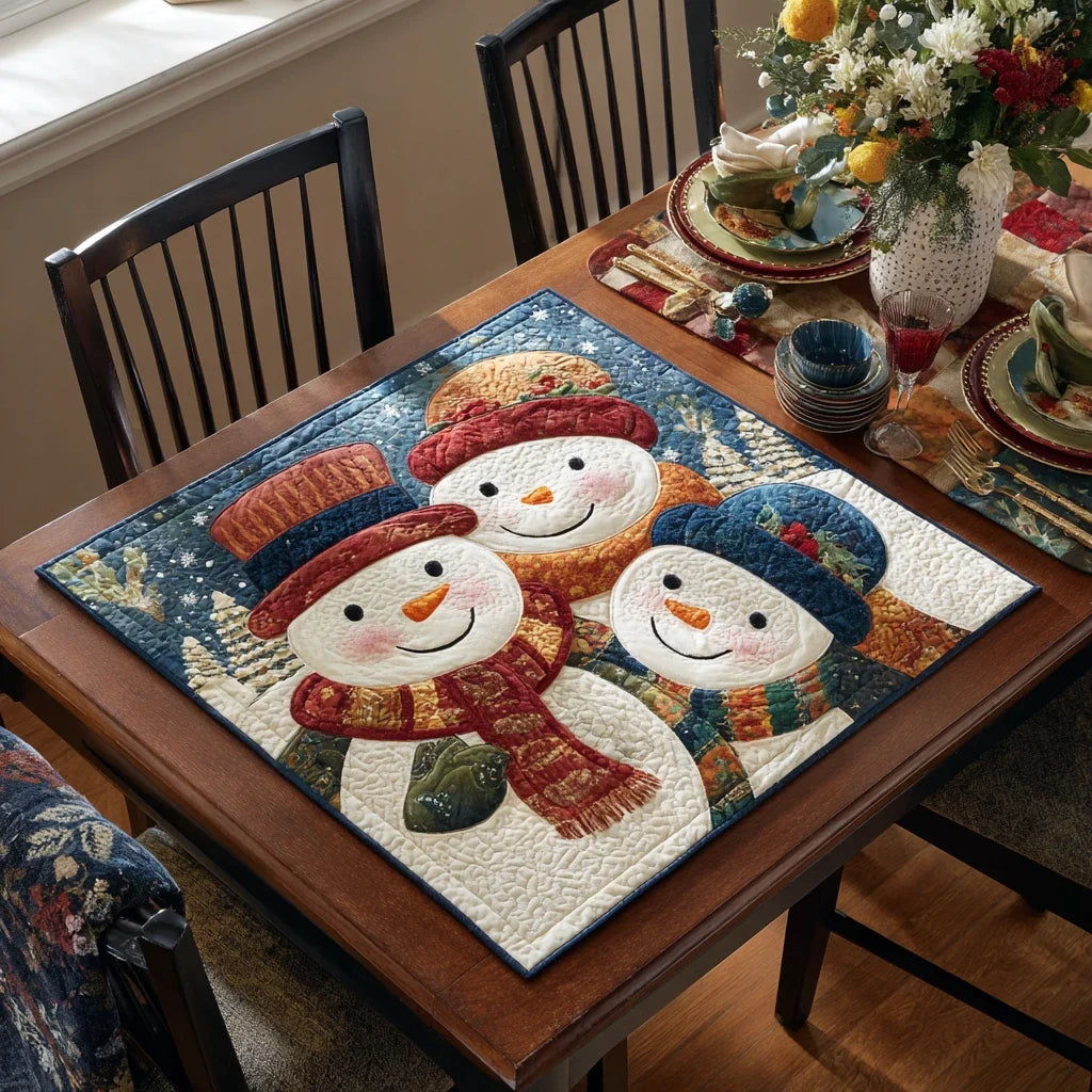 Snowman Charm Quilted Table Topper