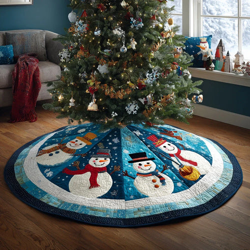Snowman Cheer Christmas Quilted Tree Skirt