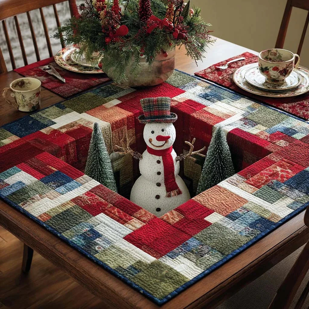 Snowman Cheer Quilted Table Topper