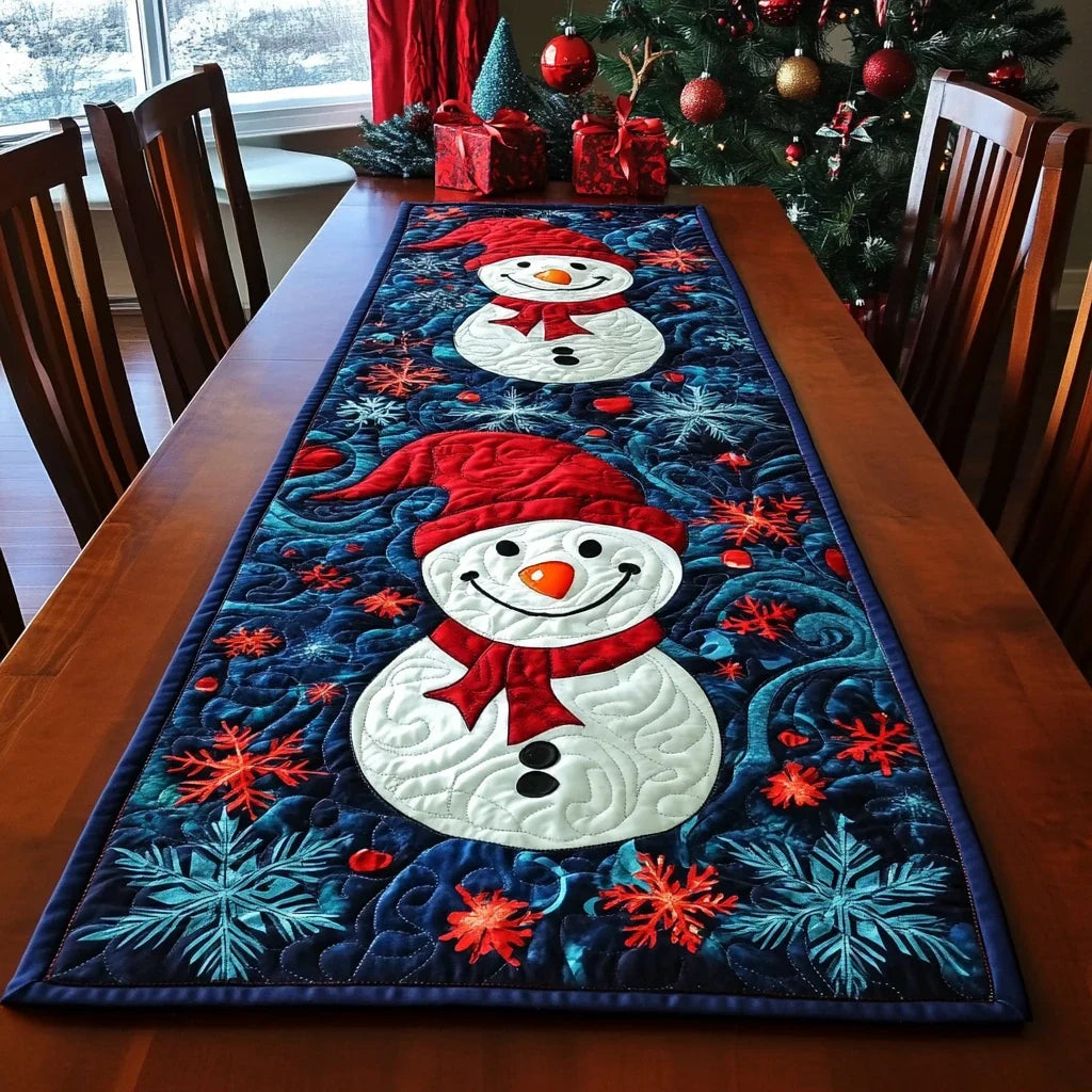 Snowman Delight Quilted Table Runner