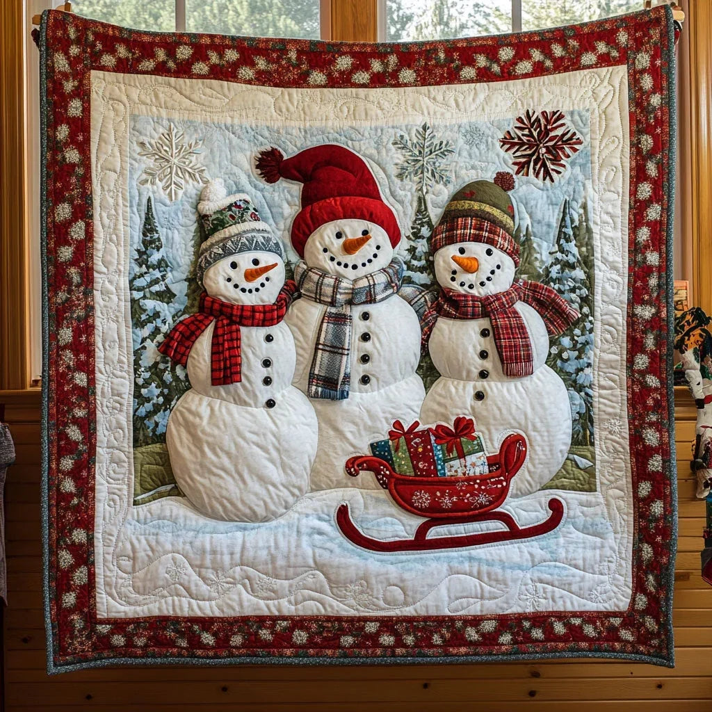 Snowman Family Quilt Blanket