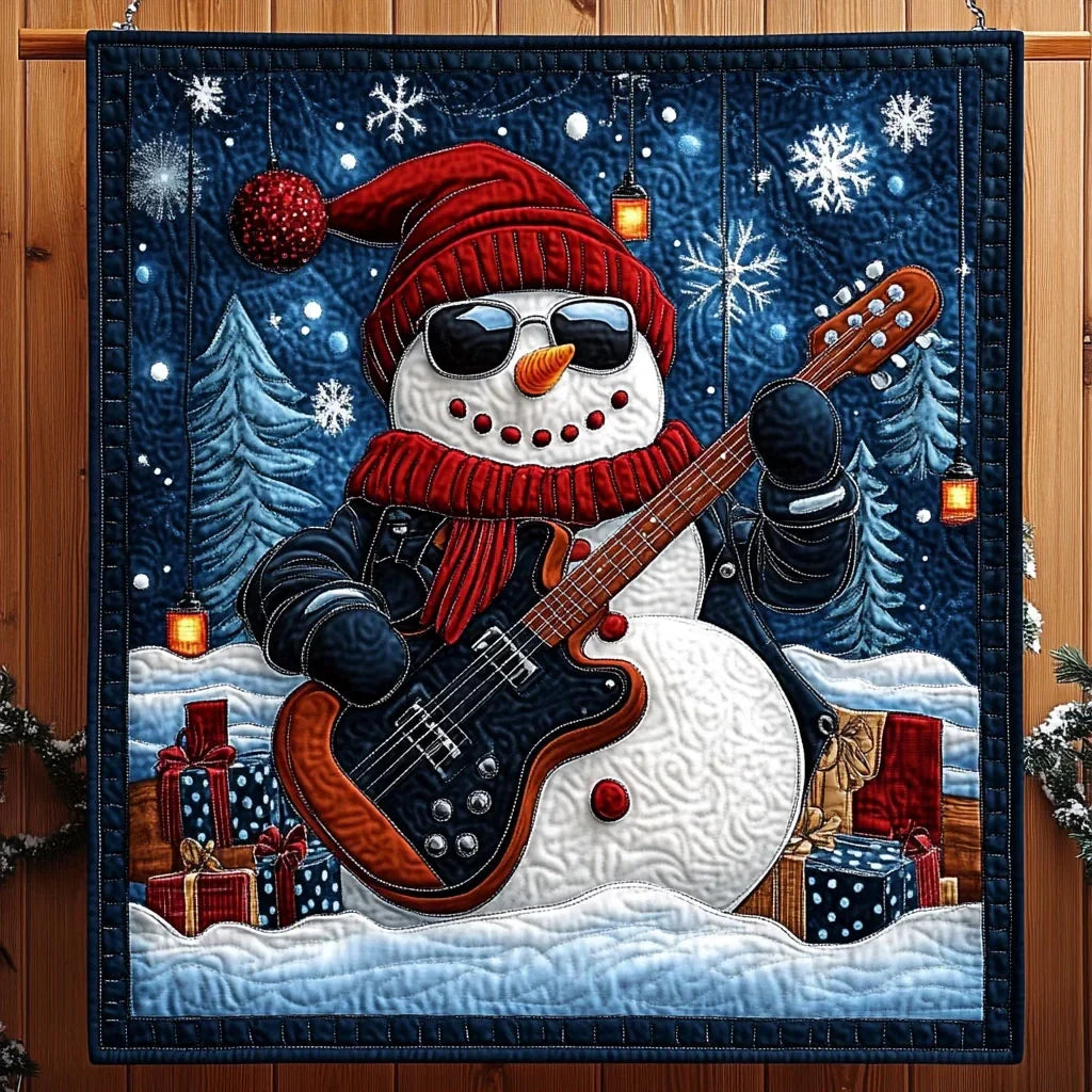 Snowman Rock Star Quilt Blanket