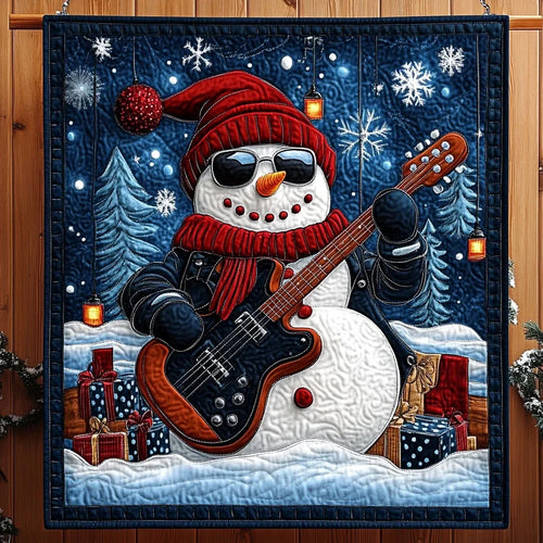 Snowman Rock Star Quilt Blanket