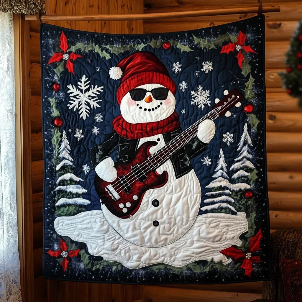 Snowman Rock Star Quilt Blanket