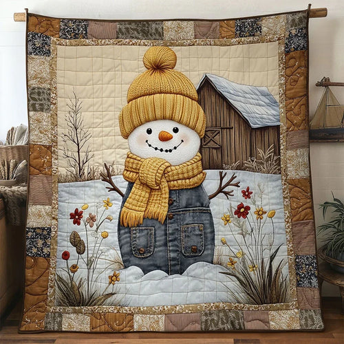 Snowman Rustic Warmth Quilt Blanket