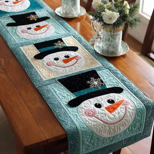 Snowman Smiles Quilted Table Runner
