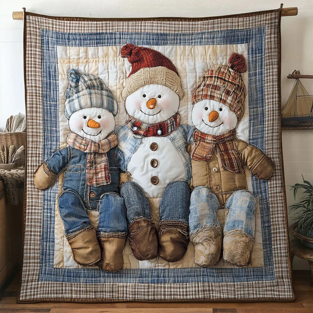 Snowman Snowflake Trio Quilt Blanket