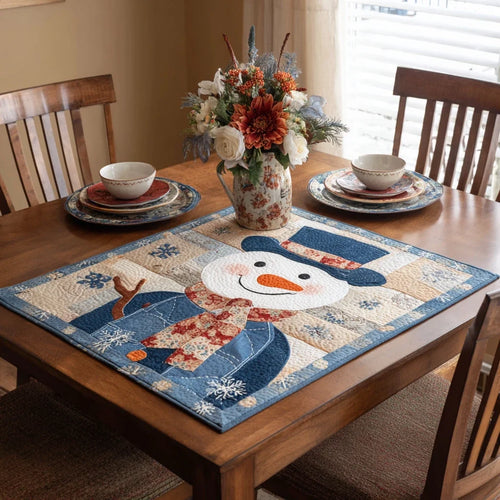 Snowman Spirit Quilted Table Topper