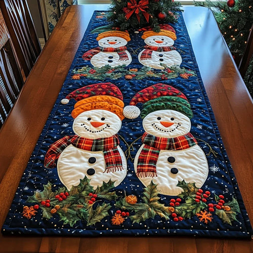 Snowman Wonder Quilted Table Runner