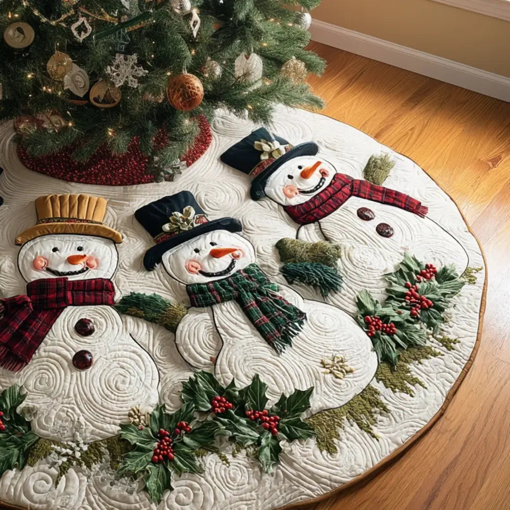 Snowy Delight Christmas Quilted Tree Skirt