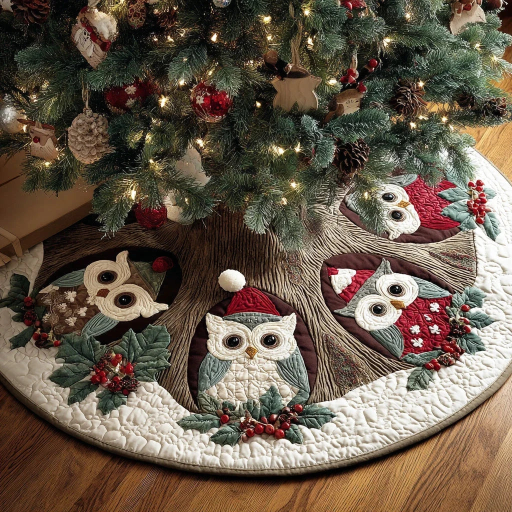 Snowy Owl Christmas Christmas Quilted Tree Skirt