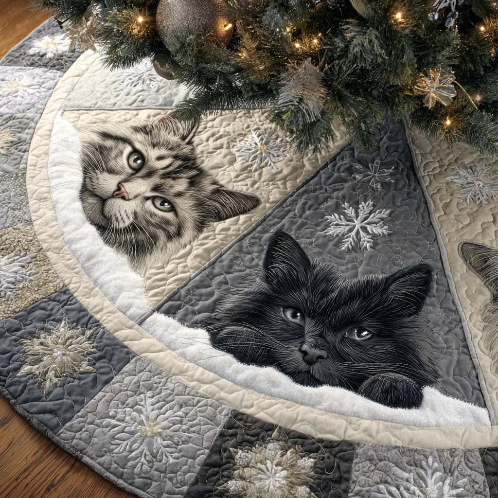 Snowy Peek Quilted Tree Skirt