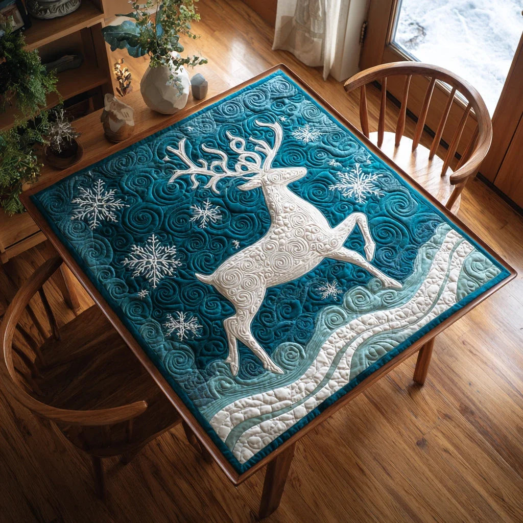 Snowy Reindeer Quilted Table Topper